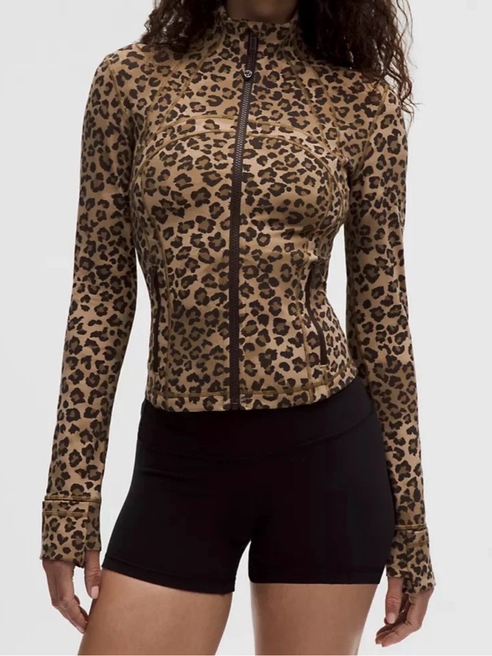 lululemon athletica Leopard Print Zip Front Jacket in Tan and Black